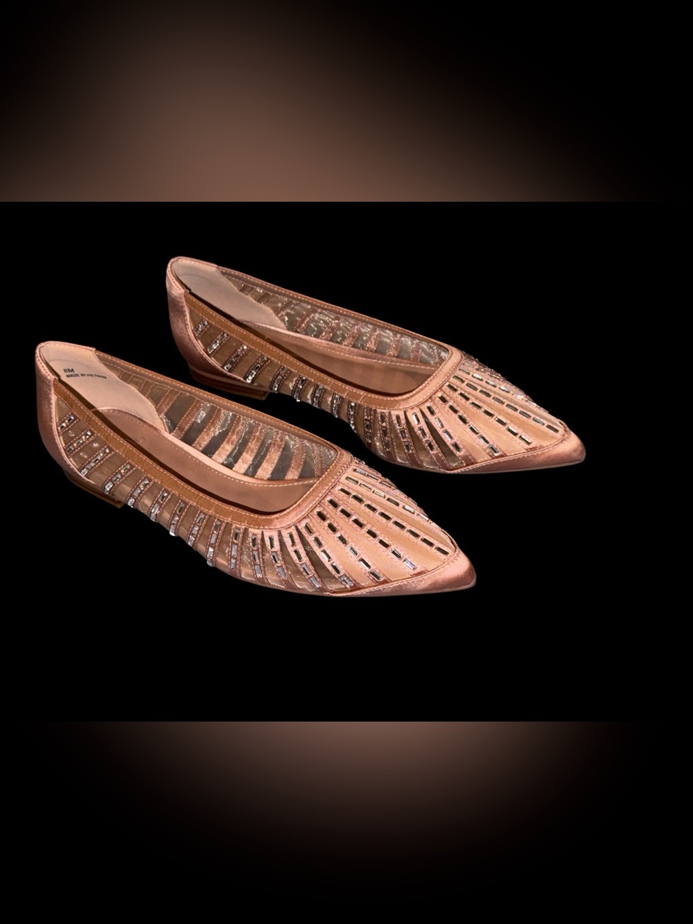 NIB Linea Paolo Noelle Blush Satin Flat with Crystals, size 8